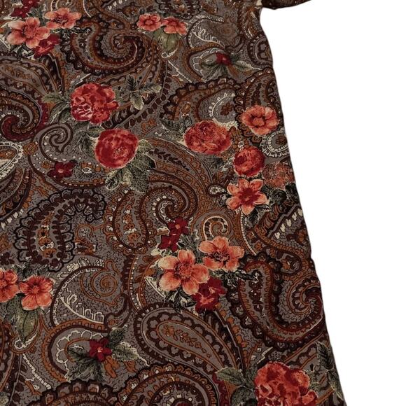 VINTAGE 80s 90s Floral Blouse Tunic Top LG Paisley Romantic Office Career Casual - Picture 3 of 10